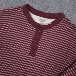 LL Bean River Drivers Henley Shirt Mens XL Red Wool Blend 2 Layer Long Sleeve